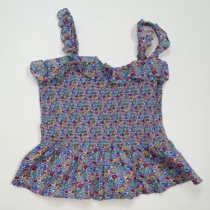 NWT Floral cotton smocked ruffled tank top, super cute, great with jeans!